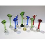 Ten pieces of Swedish Aseda Glasbruk "Bone" vases,