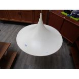 A Danish white flared ceiling light