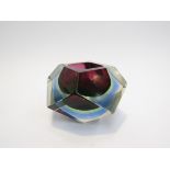 A Murano Sommerso faceted bowl with magenta, blue and green colours, 8.
