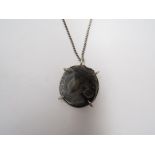 A 1970's silver geode pendant on silver chain