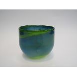 NORMAN STUART CLARKE (XX) A studio art glass vase in bands of blue and green ,