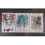 Three exhibition posters - The Sculptures of Matisse, The Tate Gallery 1953, Hommage A Raoul Dufy,