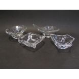 Four French signed Daum Art glass dishes