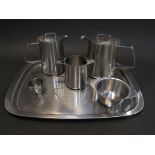 A Robert Welch designed stainless steel six piece tea set for Old Hall including teapot,