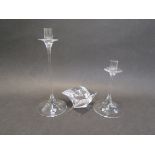 Three Orrefors Sweden glass candle holders