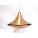 A Danish anodised copper finish ceiling pendant light