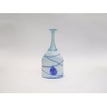 A Kosta Boda Swedish blue art glass narrow necked vase designed by Bertil Vallien signed and dated