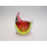 A Murano uranium and red Sommerso bowl with raised lip,
