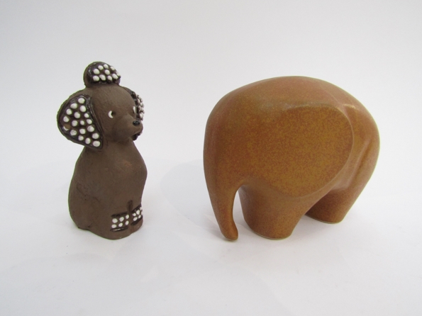 A stylised pottery Elephant figurine, possibly Scandinavian,