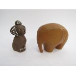 A stylised pottery Elephant figurine, possibly Scandinavian,