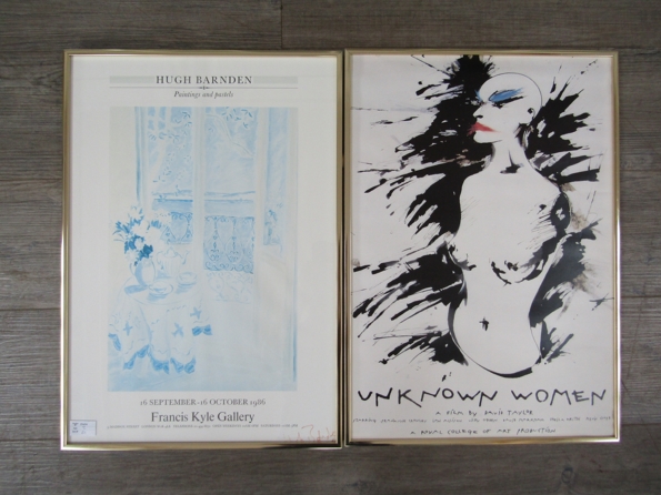 A Hugh Barnden signed gallery poster and another (2)