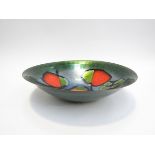 An Italian 'Studio Cellini' Rome D'arte copper and enamelled bowl with orange and green stylised