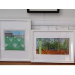 A collection of four framed prints after David Hockney (b.