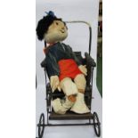 A large homemade Magic Roundabout Florence doll in a Victorian Alwin push chair