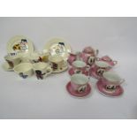 A Noddy doll's tea service and a pink lustre dolls tea service