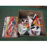 A boxed Scalextric Mighty Metro set and a box of track and accessories
