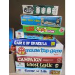 A quantity of vintage board games including Game of Dracula,