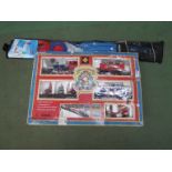 A boxed Premier Holiday Nutcracker train set and a stunt kite