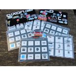 A quantity of La France product sample boards containing various product badges including Mercedes
