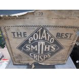 A bygone 'Smiths potato crisps' tin containing mixed guages and a cased timing belt tester