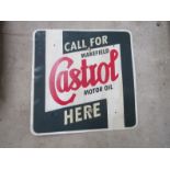 A hand painted square tin sign 'Castrol motor oil'.