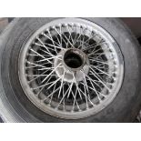 Four wire spoke wheels with tyres to fit a pull handle MGB