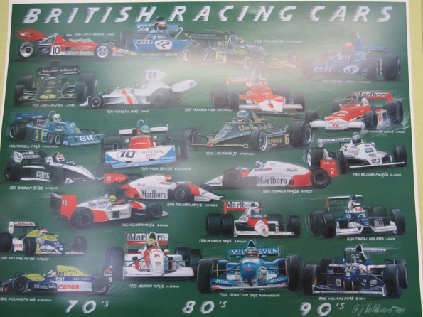 20 'British Racing Cars' posters covering 1970's, 80's and 90's.