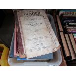 A box of books including 'The Trader handbook 1926' and 'The modern motor engineer'