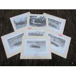 Seven black and white prints of photographs taken at Monaco Grand Prix including Tony Brooks
