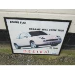 A framed and glazed Desira advertising poster for Fiat Coupe.