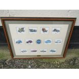 Limited Edition Framed and glazed set of Fiat centenary cards number 146 of 350