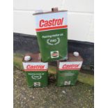 Three tins of Castrol R40 racing motor oil