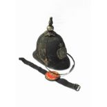 A 19th / early 20th Century police helmet for the Dorset Constabulary, very poor condition,