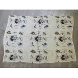 A chiffon scarf / cravat depicting Winston Churchill, fighter planes, submarines,