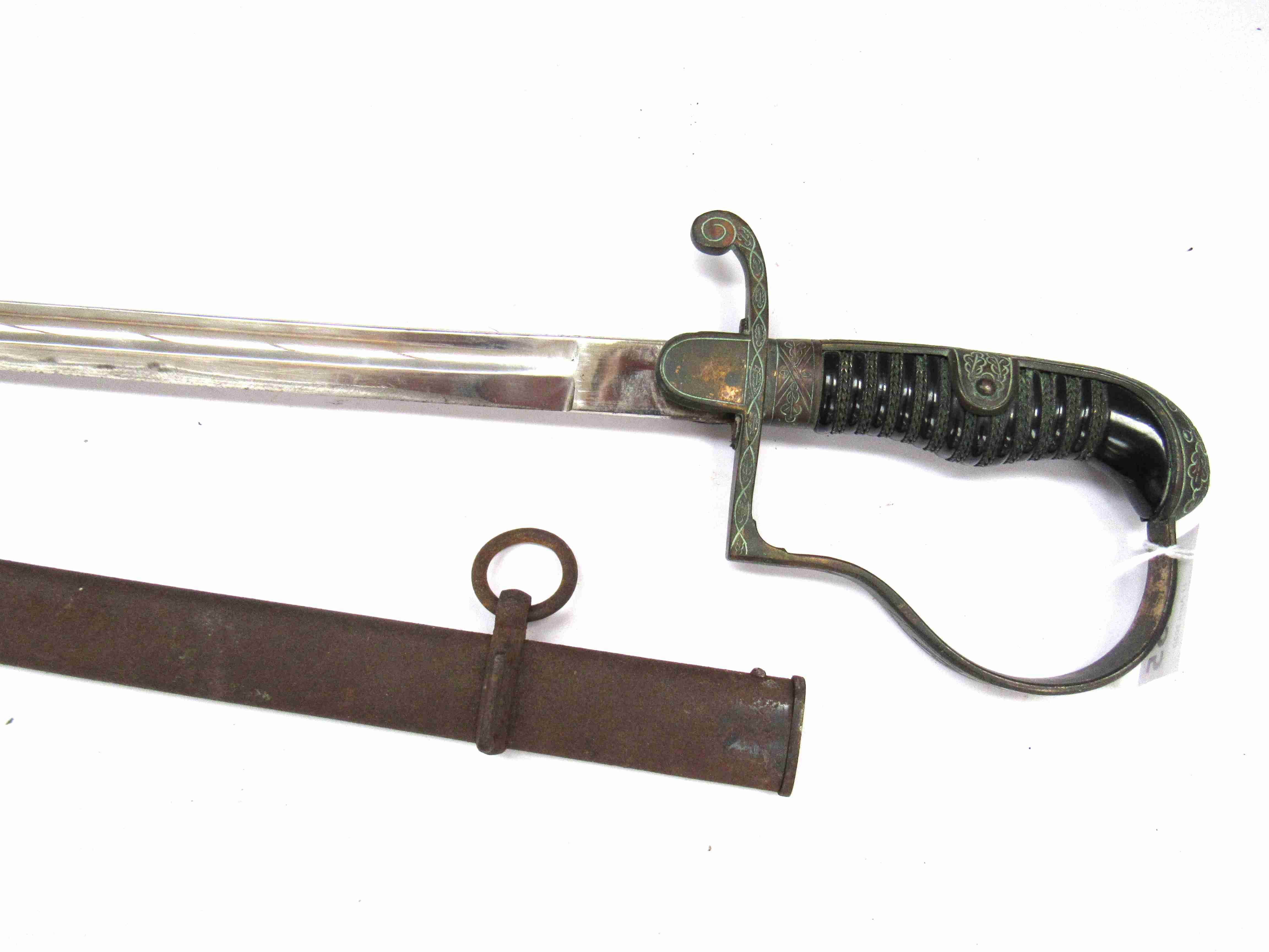 A WWII German Officer's sword with plain blade stamped Hast & Uhthoff, Dresden to back,