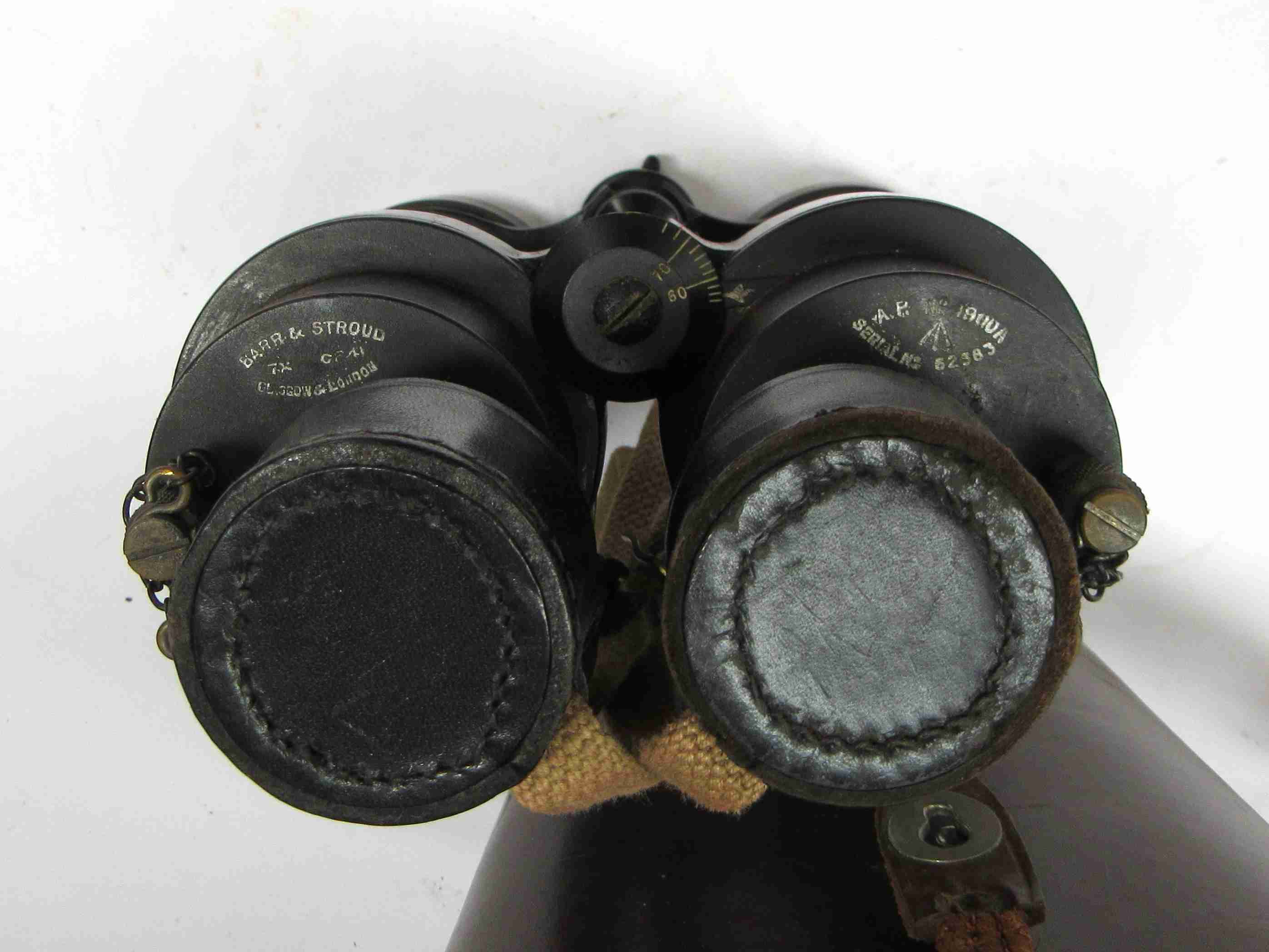 A pair of WWII Barr & Stroud 7x binoculars with leather case - Image 2 of 2