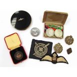 A quantity of RAF related items including Stratton compact,