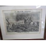 A set of 12 "The Grande Guerre" prints depicting various WWI scenes,