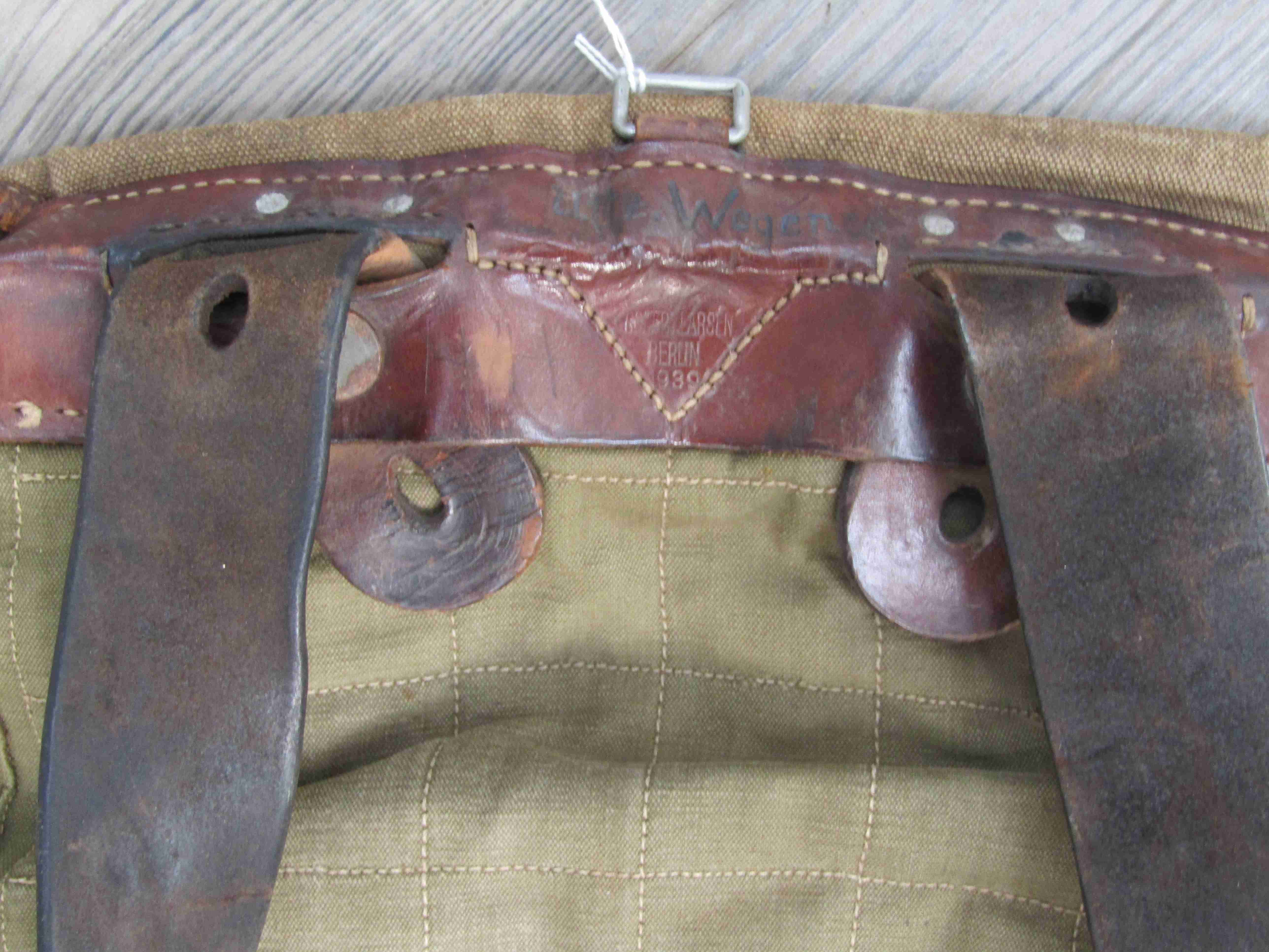 A German 1939 dated soldier's backpack with fur covering and leather straps - Image 2 of 2