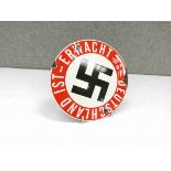 A reproduction Third Reich German Erwacht Deutschland enamel wall plaque