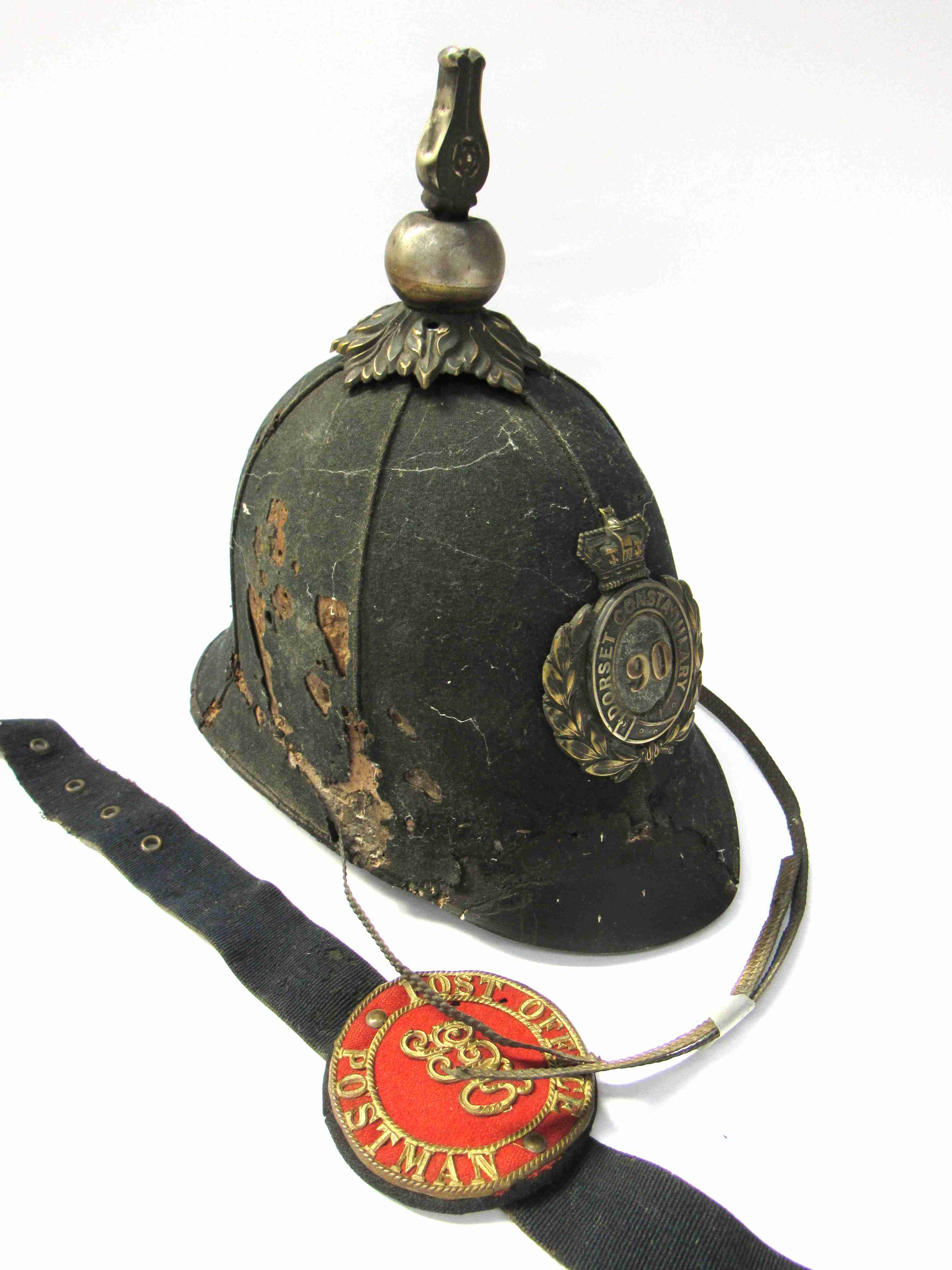 A 19th / early 20th Century police helmet for the Dorset Constabulary, very poor condition, - Image 2 of 4