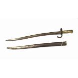 A French 1866 model Chassepot sabre bayonet with scabbard