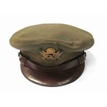 A WWII USAAF Officers "Crush Cap" with cavalry back strap, worn with faults,