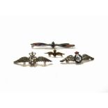 Four RAF sweetheart brooches including propeller form