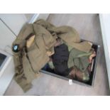 A collection of military uniform including two women's ATS battledress blouses and Royal Irish