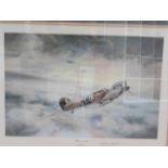 A Robert Taylor Hurricane print ''First Of Many'' over Cromer beach, pencil signed by Fighter Ace