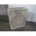 A Royal Army Medical Corps (RAMC) carved limestone wall insert crest