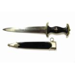 A German 1934 pattern style SS Officer's dagger with "Meine Ehre Heist Treve" engraved blade,