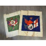 Two WWI silk embroideries, one in Royal Blue, the other in green.