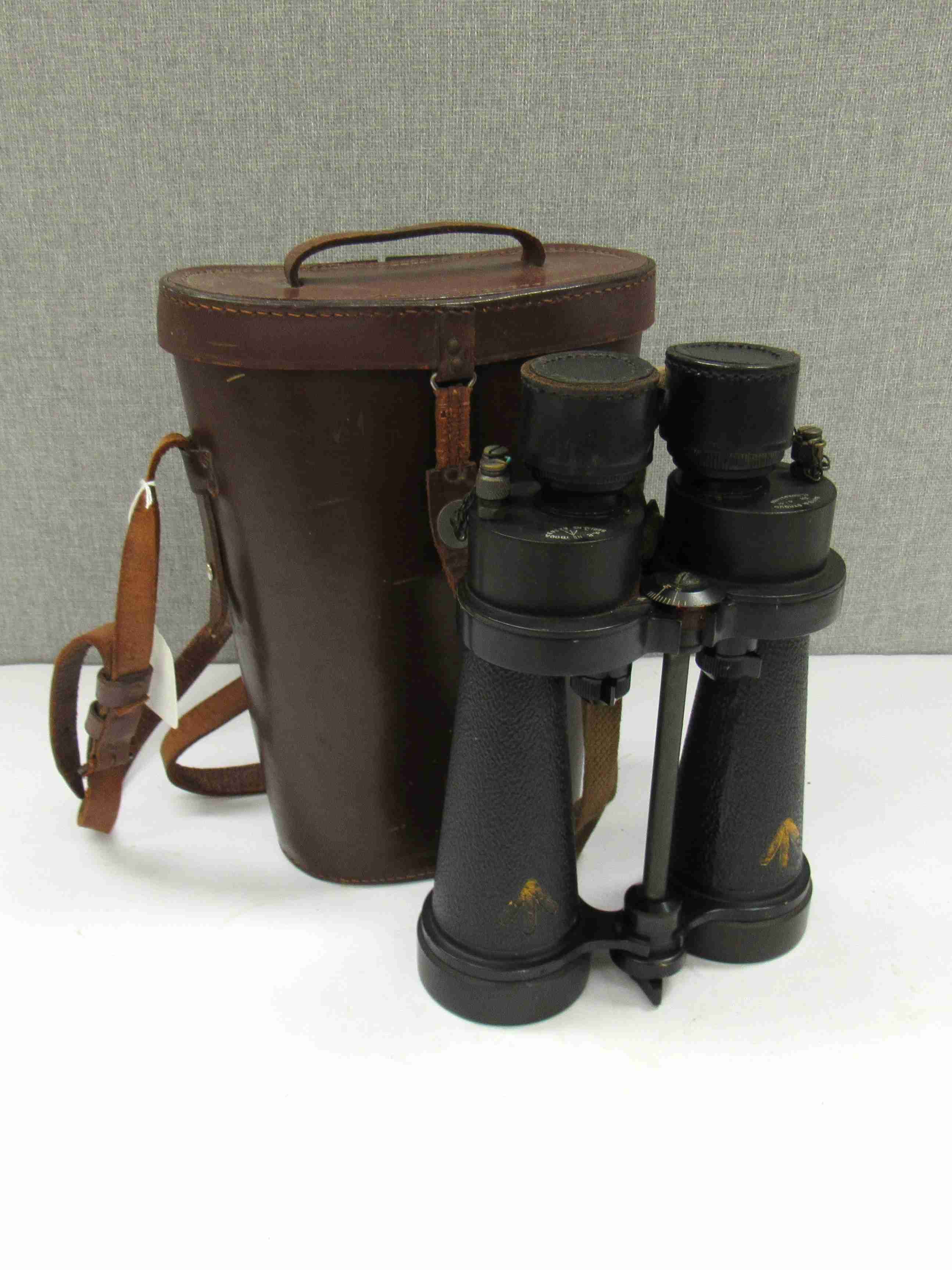 A pair of WWII Barr & Stroud 7x binoculars with leather case